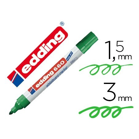 Rotulador edding para pizarra blanca 660 color verde punta redonda 1,5-3 mm