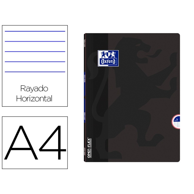 Libreta escolar oxford openflex tapa flexible optik paper 48 hojas din a4 rayado horizontal color negro Libreta escolar oxford openflex tapa flexible optik paper 48 hojas din a4 rayado horizontal color negro