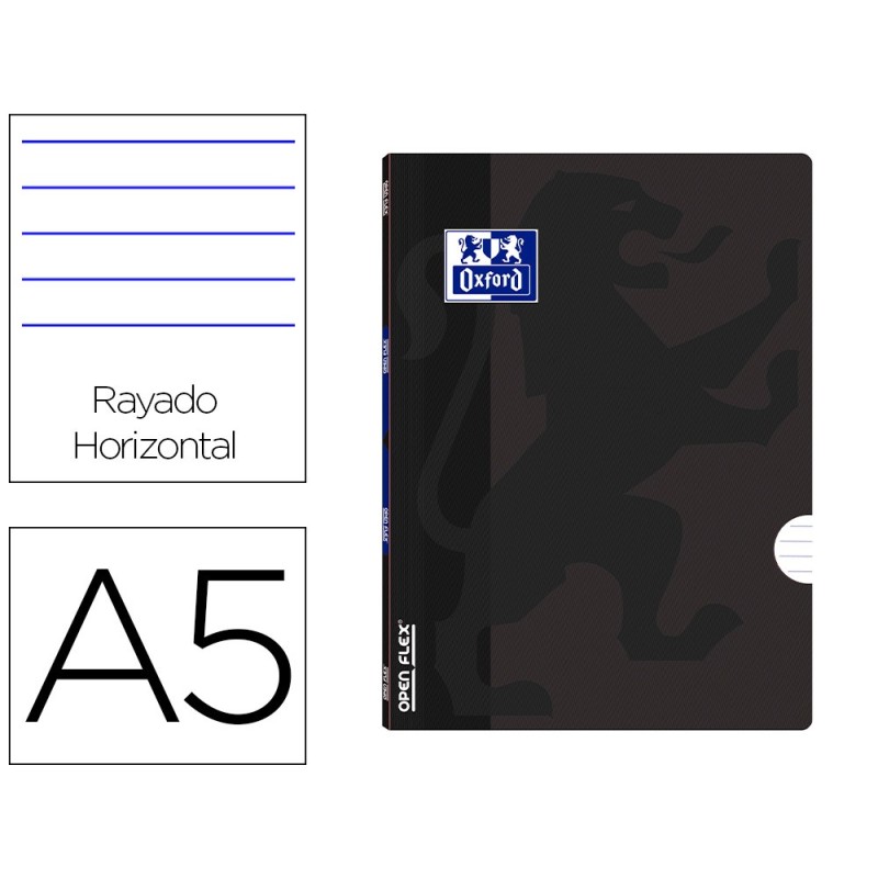 Libreta escolar oxford openflex tapa flexible optik paper 48 hojas din a5 rayado horizontal color negro Libreta escolar oxford openflex tapa flexible optik paper 48 hojas din a5 rayado horizontal color negro