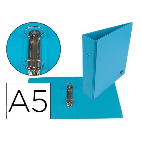Carpeta de 2 anillas 40 mm redondas liderpapel a5 carton forrado pvc azul