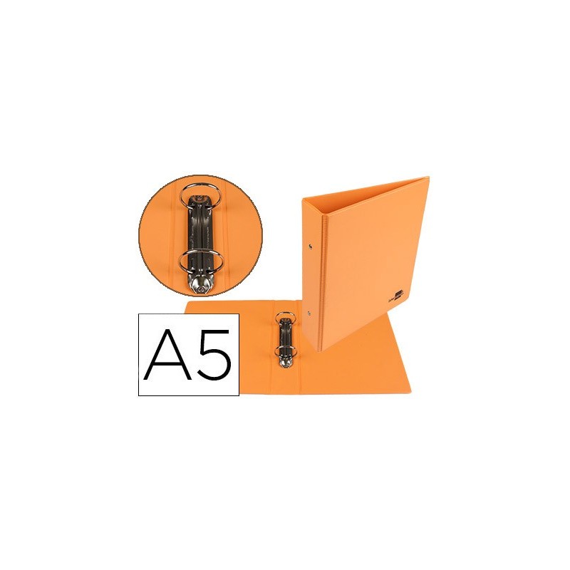 Carpeta de 2 anillas 40 mm redondas liderpapel a5 carton forrado pvc naranja