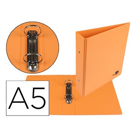 Carpeta de 2 anillas 40 mm redondas liderpapel a5 carton forrado pvc naranja
