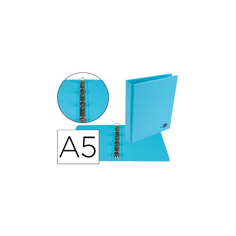 Carpeta de 4 anillas 25 mm redondas liderpapel a5 carton forrado pvc azul