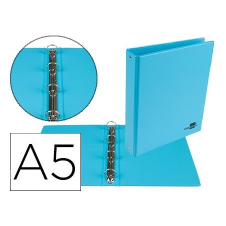 Carpeta de 4 anillas 25 mm redondas liderpapel a5 carton forrado pvc azul