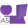 Carpeta de 4 anillas 25 mm redondas liderpapel a5 carton forrado pvc violeta