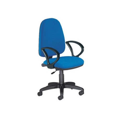 Silla rocada con brazos color azul diametro base 610 mm respaldo de 490 mm x 420 mm
