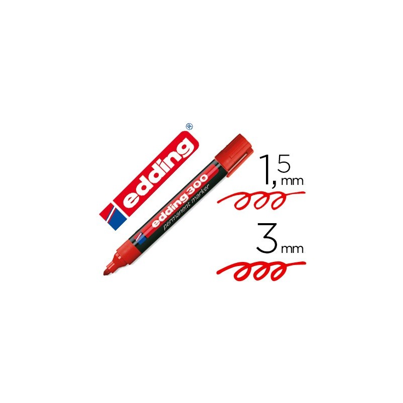 Rotulador edding marcador permanente 300 rojo punta redonda 1,5-3 mm recargable Rotulador edding marcador permanente 300 rojo punta redonda 1,5-3 mm recargable