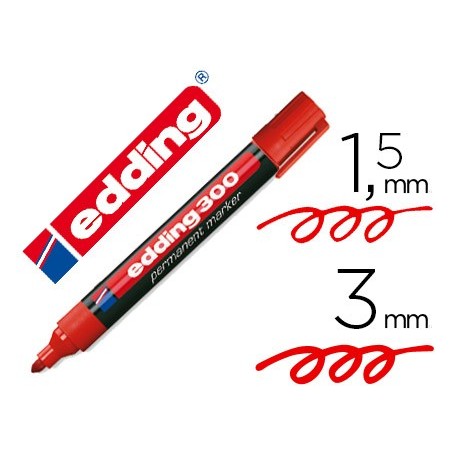 Rotulador edding marcador permanente 300 rojo punta redonda 1,5-3 mm recargable