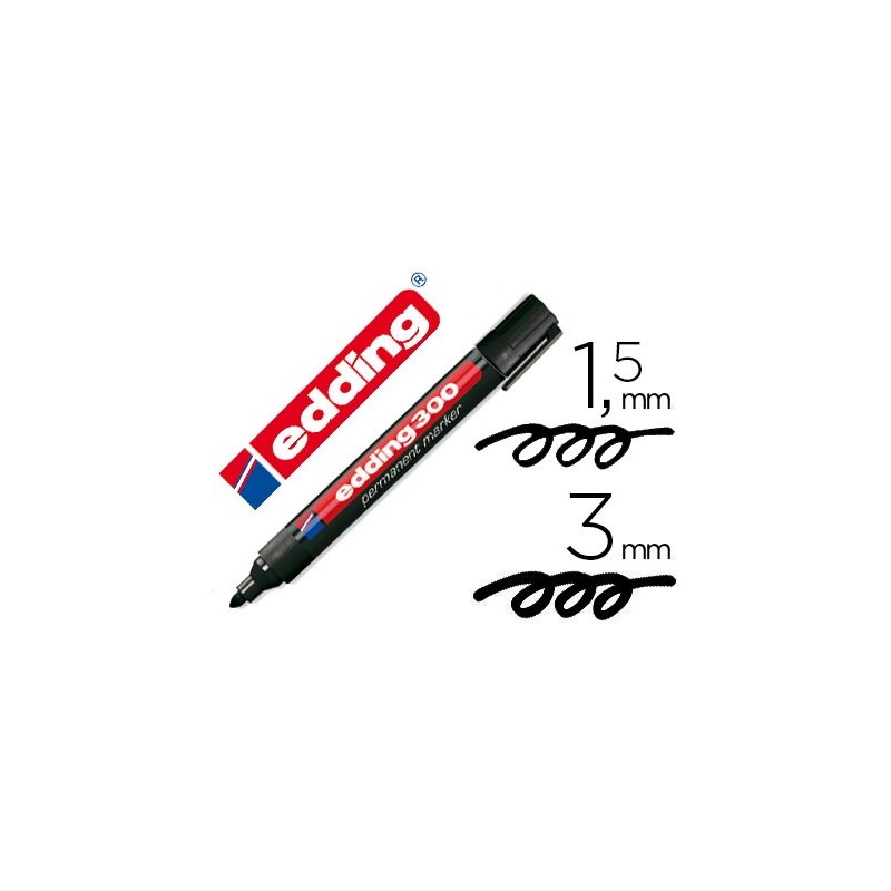Rotulador edding marcador permanente 300 negro punta redonda 1,5-3 mm recargable Rotulador edding marcador permanente 300 negro punta redonda 1,5-3 mm recargable