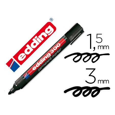 Rotulador edding marcador permanente 300 negro punta redonda 1,5-3 mm recargable