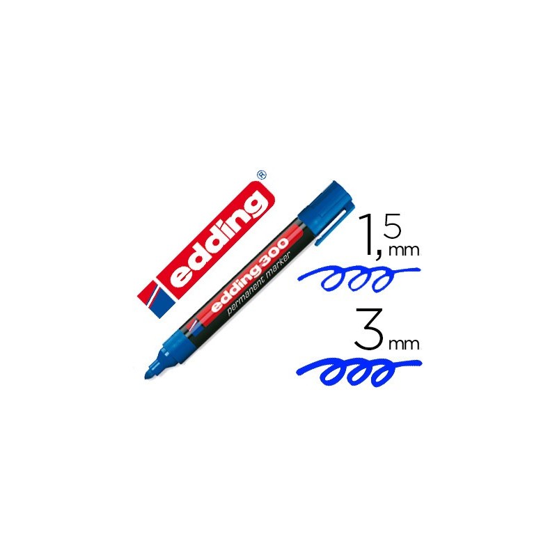 Rotulador edding marcador permanente 300 azul punta redonda 1,5-3 mm recargable Rotulador edding marcador permanente 300 azul punta redonda 1,5-3 mm recargable