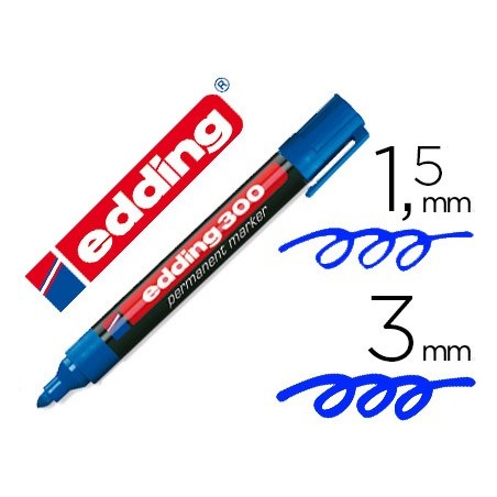 Rotulador edding marcador permanente 300 azul punta redonda 1,5-3 mm recargable