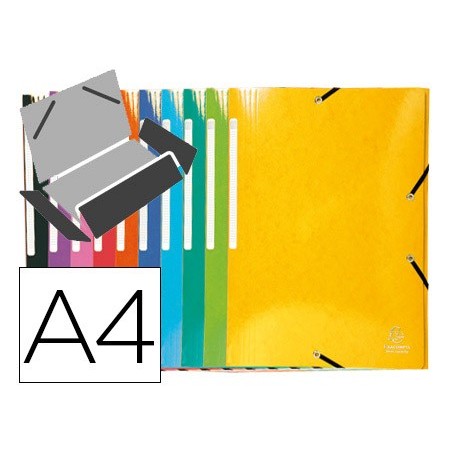 Carpeta exacompta gomas carton simil-prespan tres solapas din a4 colores surtidos