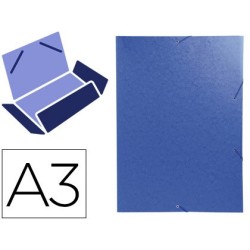 Carpeta exacompta gomas carton simil-prespan tres solapas din a3 azul