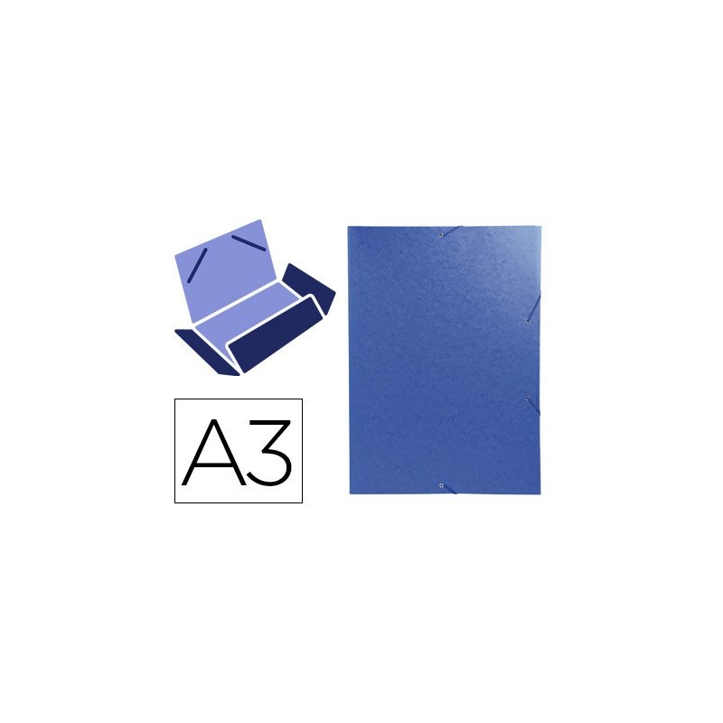 Carpeta exacompta gomas carton simil-prespan tres solapas din a3 azul