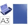 Carpeta exacompta gomas carton simil-prespan tres solapas din a3 azul