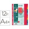 Separador exacompta cartulina simil prespan juego de 12 separadores din a4 multitaladro colores vivos