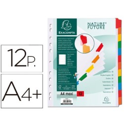 Separador exacompta cartulina juego de 12 separadores din a4 multitaladro color blanco