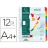 Separador exacompta cartulina juego de 12 separadores din a4 multitaladro color blanco