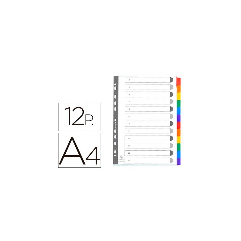 Separador exacompta cartulina juego de 12 separadores din a4 multitaladro color blanco