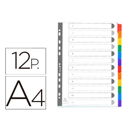 Separador exacompta cartulina juego de 12 separadores din a4 multitaladro color blanco