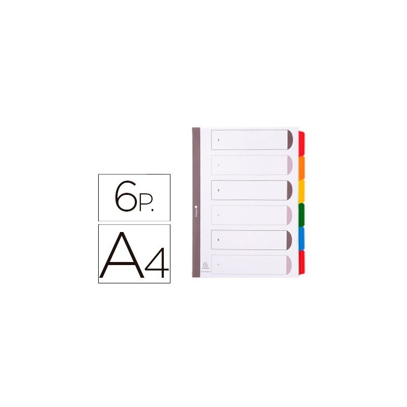 Separador exacompta cartulina juego de 6 separadores din a4 multitaladro color blanco