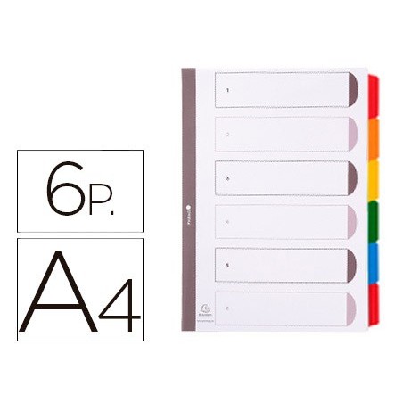 Separador exacompta cartulina juego de 6 separadores din a4 multitaladro color blanco