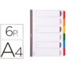 Separador exacompta cartulina juego de 6 separadores din a4 multitaladro color blanco