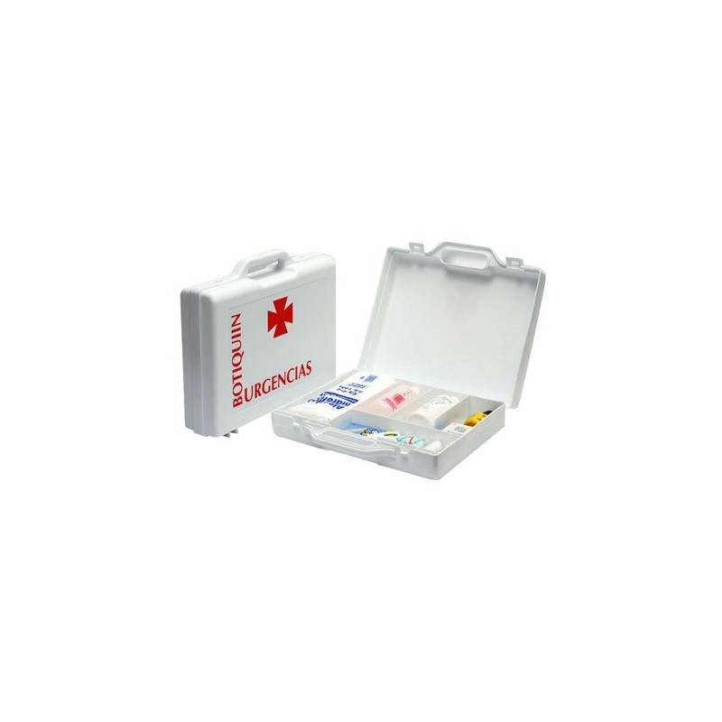 Botiquin polipropileno con material para primeros auxilios forma de maletin 270x230x70 mm Botiquin polipropileno con material para primeros auxilios forma de maletin 270x230x70 mm