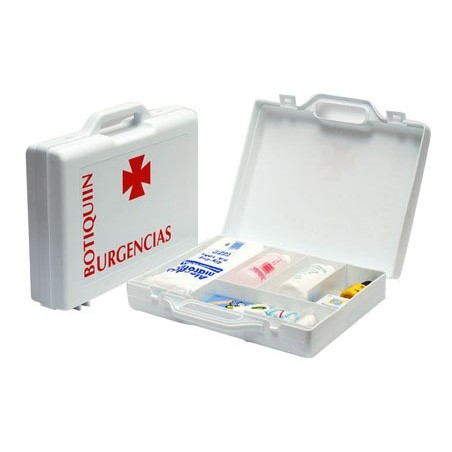 Botiquin polipropileno con material para primeros auxilios forma de maletin 270x230x70 mm