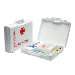 Botiquin polipropileno con material para primeros auxilios forma de maletin 270x230x70 mm