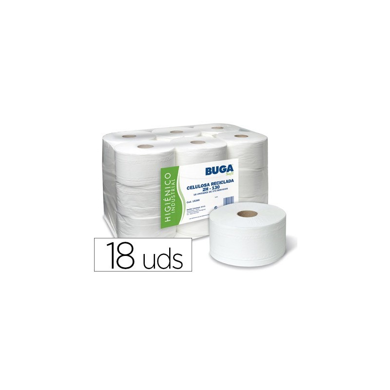 Papel higienico industrial gofrado buga reciclado 2 capas 130 m