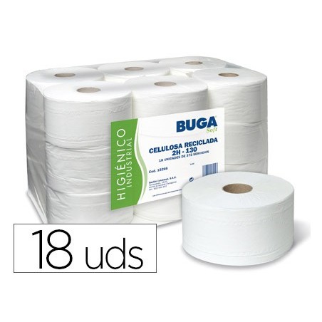 Papel higienico industrial gofrado buga reciclado 2 capas 130 m