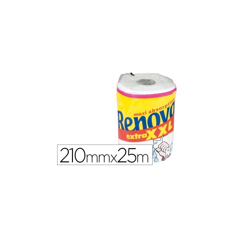 Papel de cocina renova jumbo ultra absorbente 42g/m2 ancho 210mm largo 25m
