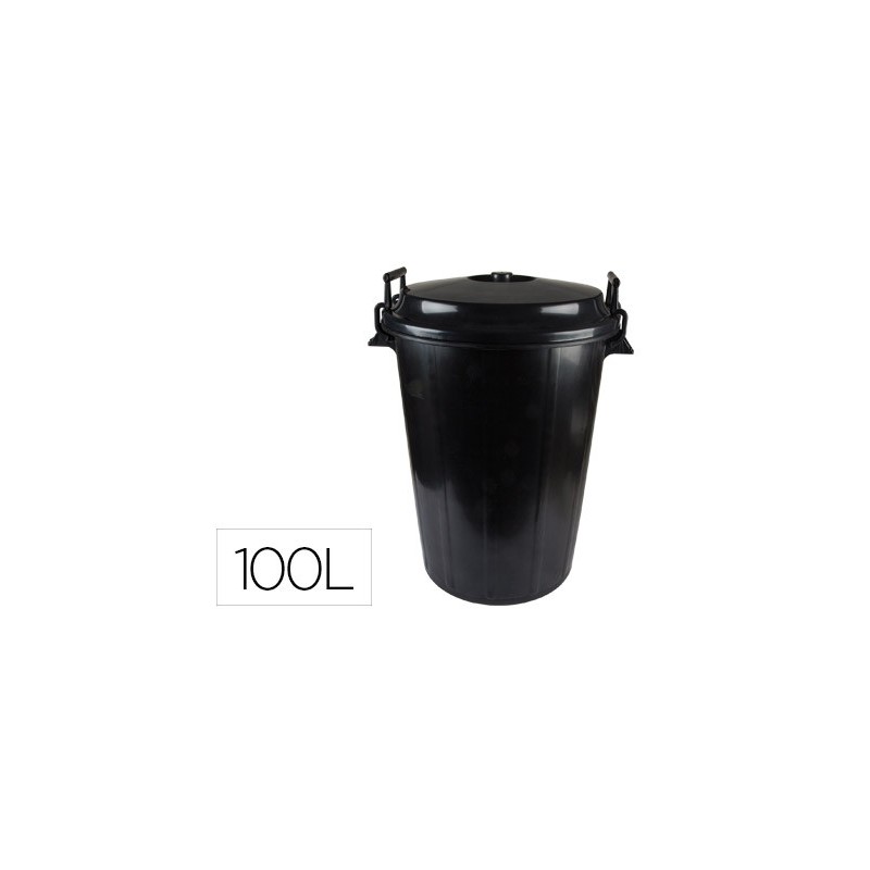 Cubo de basura con tapa negro 100 l para bolsas 85x105 cm
