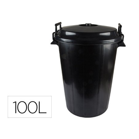 Cubo de basura con tapa negro 100 l para bolsas 85x105 cm