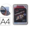 Marco porta anuncios tarifold magneto din a4 con 4 bandas magneticas en el dorso color plata pack de 2 unidades