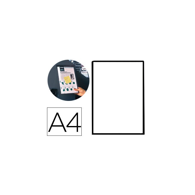 Funda magnetica tarifold pvc din a4 con banda magnetica para colgar negro pack 5 unidades