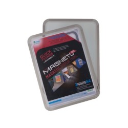 Marco porta anuncios tarifold magneto din a4 con 4 bandas magneticas en el dorso color plata pack de 2 unidades
