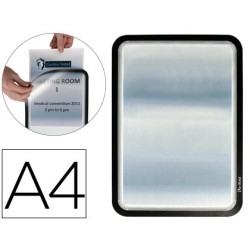 Marco porta anuncios tarifold magneto din a4 dorso adhesivo removible color negro pack de 2 unidades