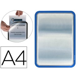 Marco porta anuncios tarifold magneto din a4 dorso adhesivo removible color azul pack de 2 unidades