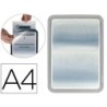 Marco porta anuncios tarifold magneto din a4 dorso adhesivo removible color gris pack de 2 unidades