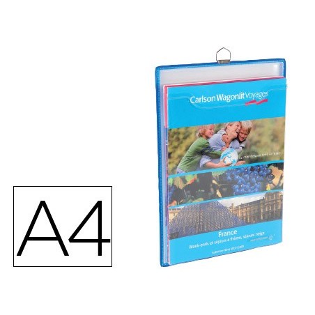 Funda para colgar tarifold din a4 anilla metalica formato vertical pack de 5 5 unidades color azul