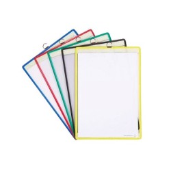 Funda para colgar tarifold din a4 anilla metalica ideal para pizarras de corcho pack de 5 unidades colores surtidos