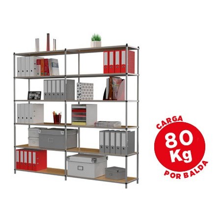 Estanteria paperflow metalica 6 estantes 80 kg por estante 200x100x35 cm base