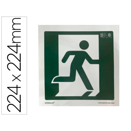 Pictograma syssa señal de salida de emergencia derecha en pvc fotoluminiscente 224x224 mm