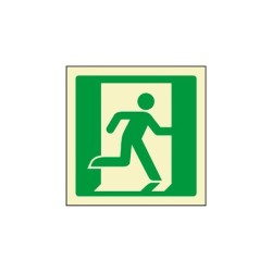 Pictograma syssa señal de salida de emergencia derecha en pvc fotoluminiscente 224x224 mm