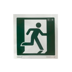 Pictograma syssa señal de salida de emergencia derecha en pvc fotoluminiscente 224x224 mm