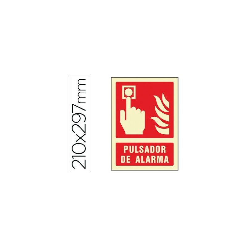 Pictograma syssa señal de pulsador de alarma en pvc fotoluminiscente 210x297 mm
