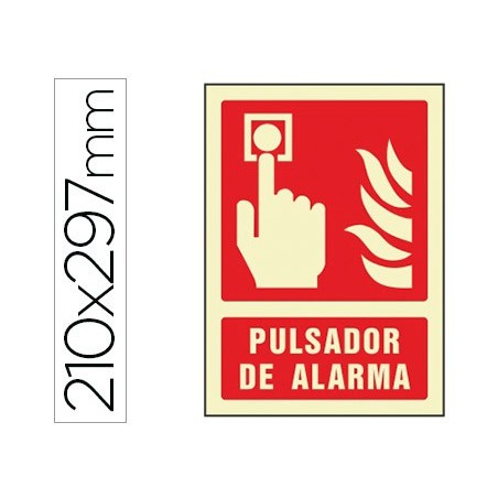 Pictograma syssa señal de pulsador de alarma en pvc fotoluminiscente 210x297 mm